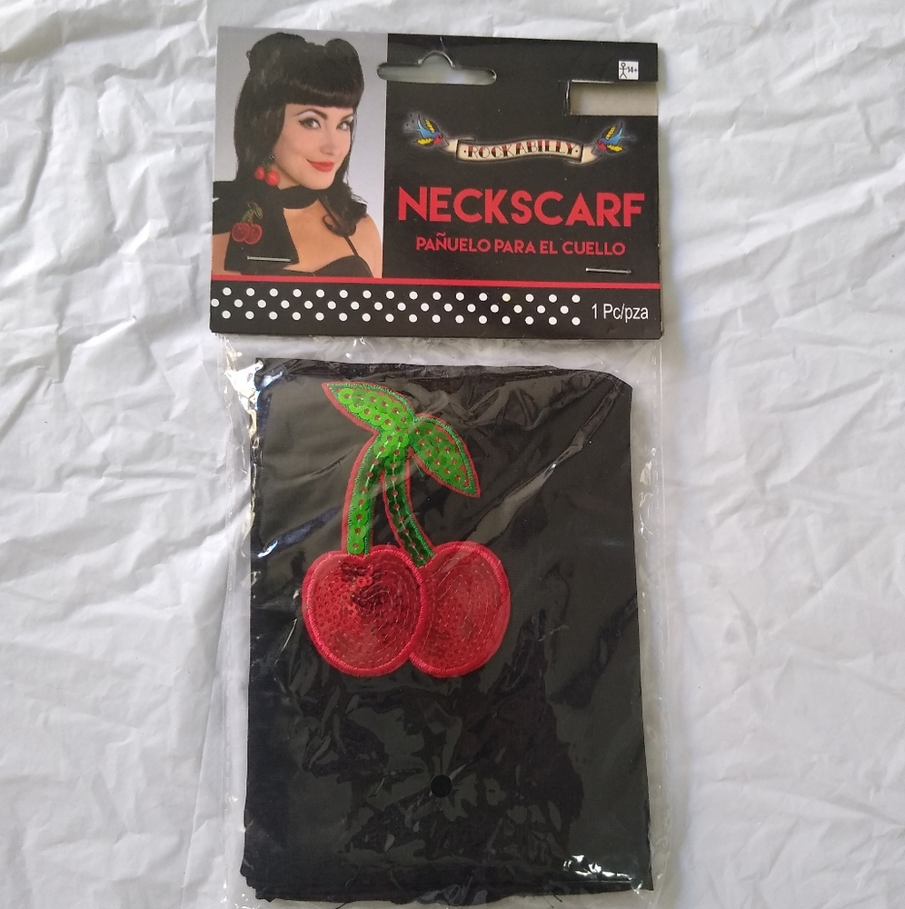 Rockabilly Cherry Scarf Cosplay Halloween Costume Party Themed Event Festival